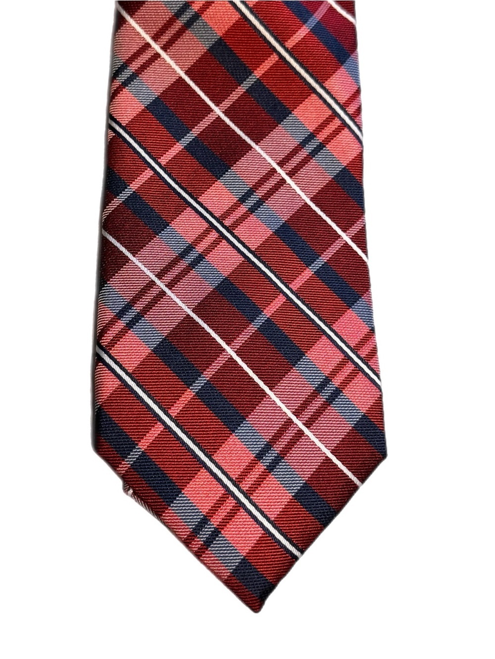 Tommy Hilfiger Silk Tie Red Blue Plaid Prep Academy Classic American Style EUC